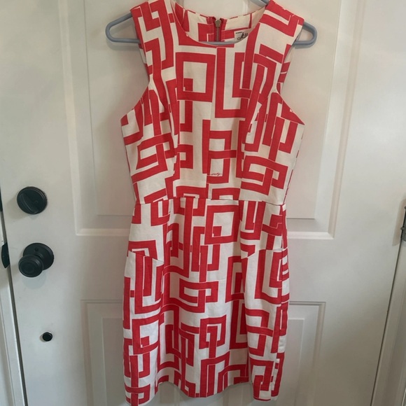 Milly of New York Dresses & Skirts - Milly of New York red & white geometric sleeveless linen/silk mini dress size 4